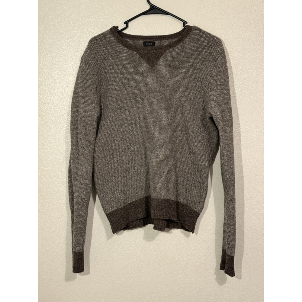 J. Crew Men's 100 % Lambs wool Brown Sweater Size L Gorpcore Outdoors Winter